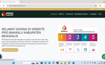 Tampilan Website PPID (Pejabat Pengelola Informasi dan Dokumentasi) Bawaslu Kabupaten Bengkalis.